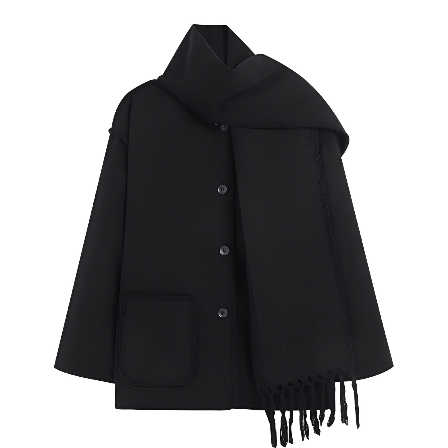 Amilia - Damen-Wolljacke, elegant und lässig geschnitten, mit Schal