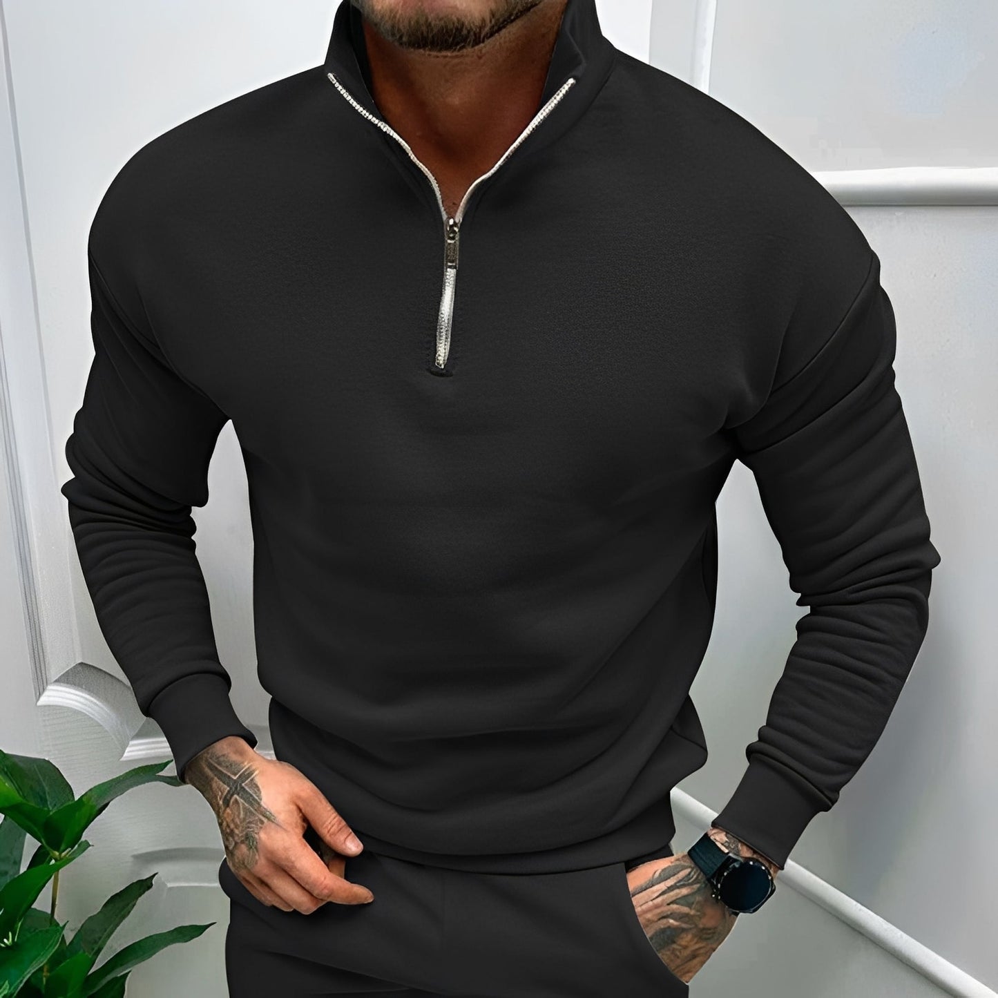 Robbie - Herren-Casualpullover mit halbem Reißverschluss