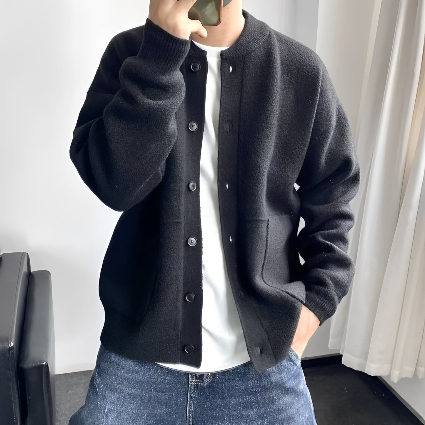 Josh - Moderne, locker geschnittene Herren-Wolljacke
