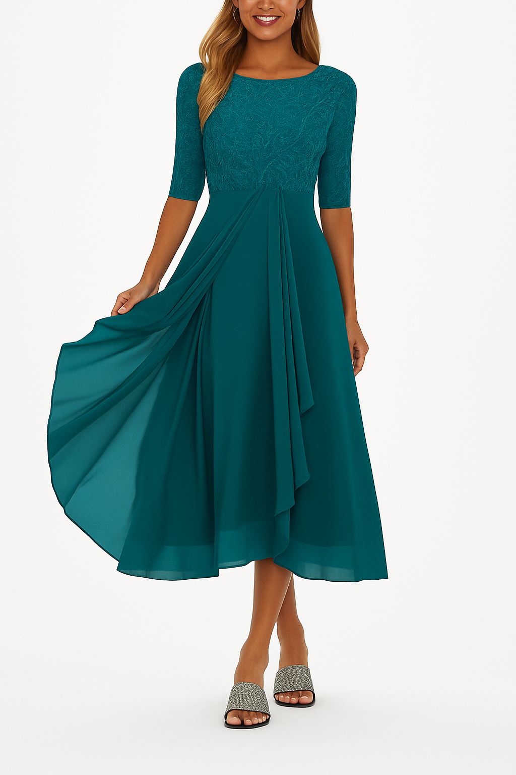 Ximena - Stilvolles knielanges Spitzenkleid für Damen