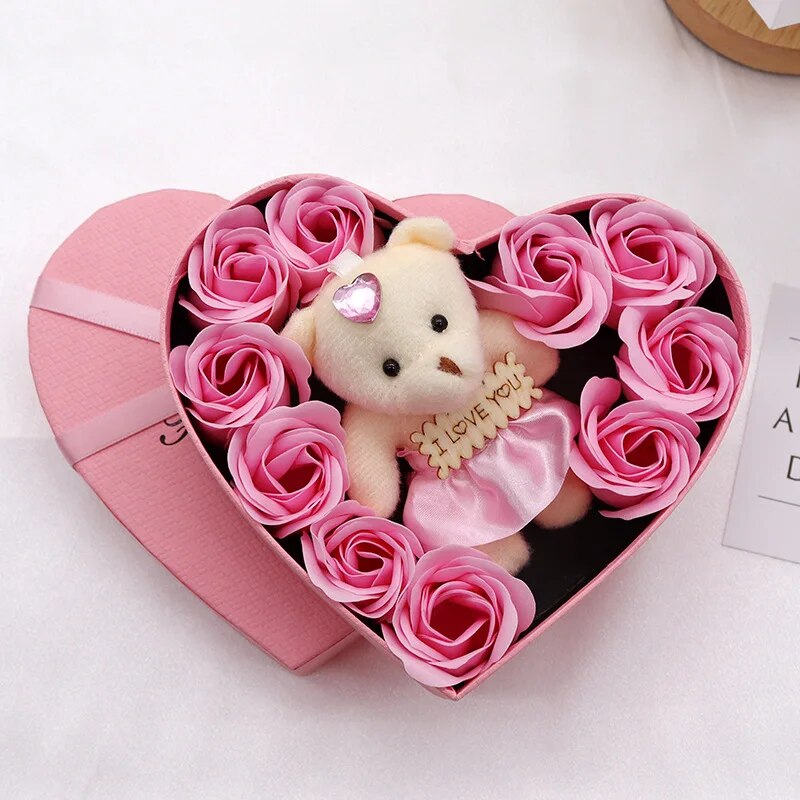 Herzform – Rosenbär Geschenkbox Valentinstag
