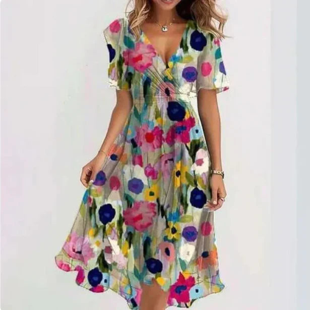 Margaretha - Attraktives Sommerkleid mit V-Ausschnitt