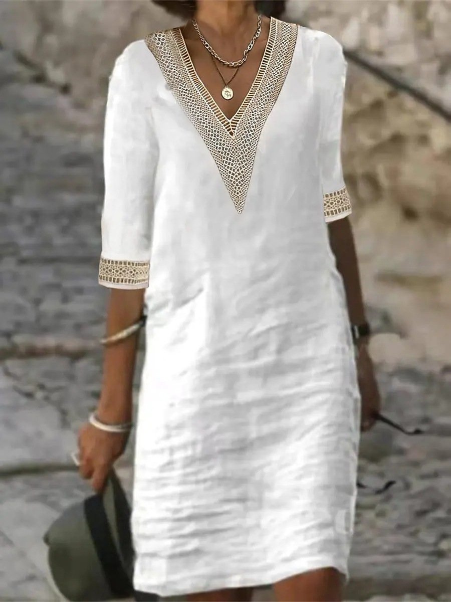 Jana - Kleid mit V-Ausschnitt und Spitzenakzenten