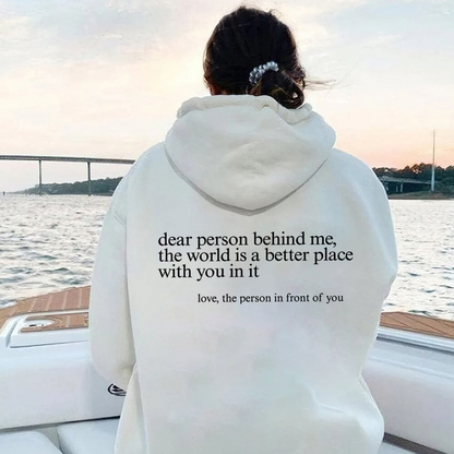 Liebe Person – Hoodie mit Statement-Rückenaufdruck