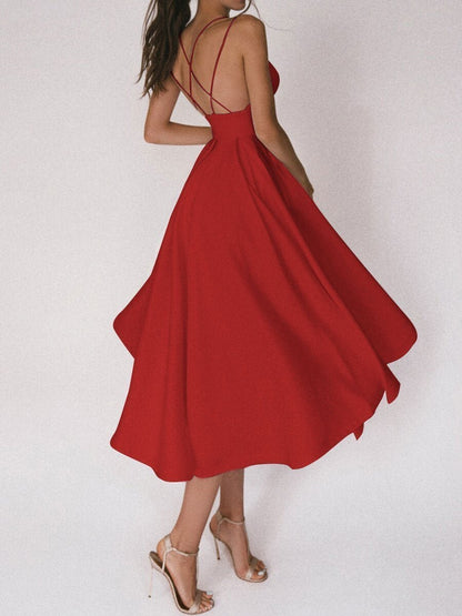 Gabriella - Satin-Kleid mit gekreuzten Trägern