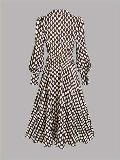 Bella - Elegantes Kleid mit Rautenprint und taillierter Taille