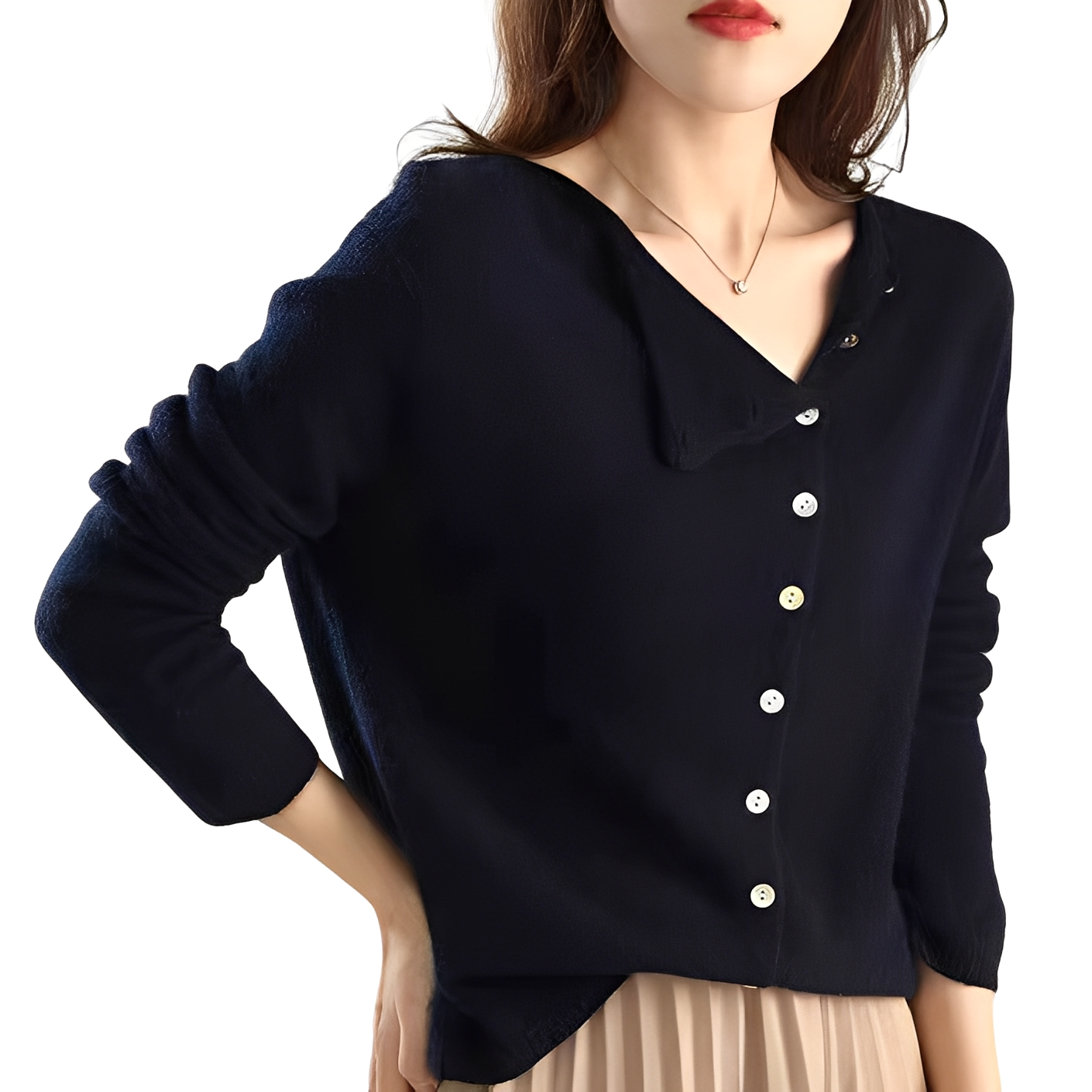 Joann - Eleganter, leichter Damenpullover mit Knöpfen