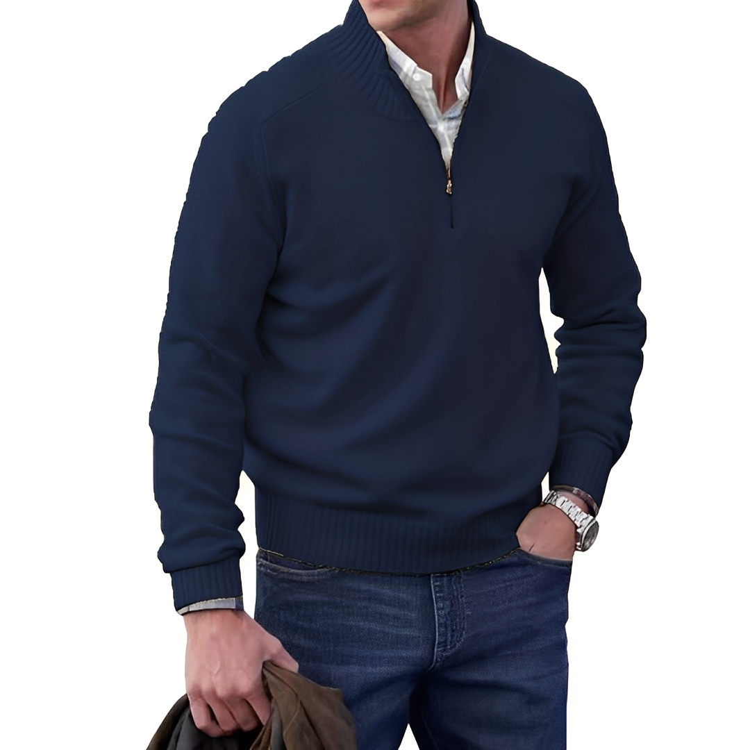 Matéo - Herren-Strickpullover mit halbem Reißverschluss