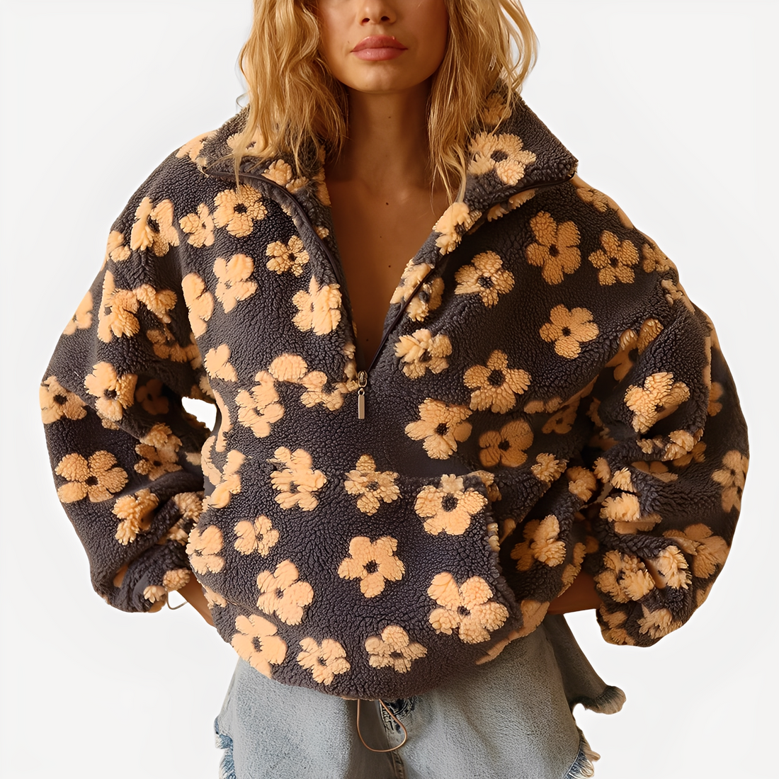 Elizabeth - Moderner Pullover mit Blumengestaltung
