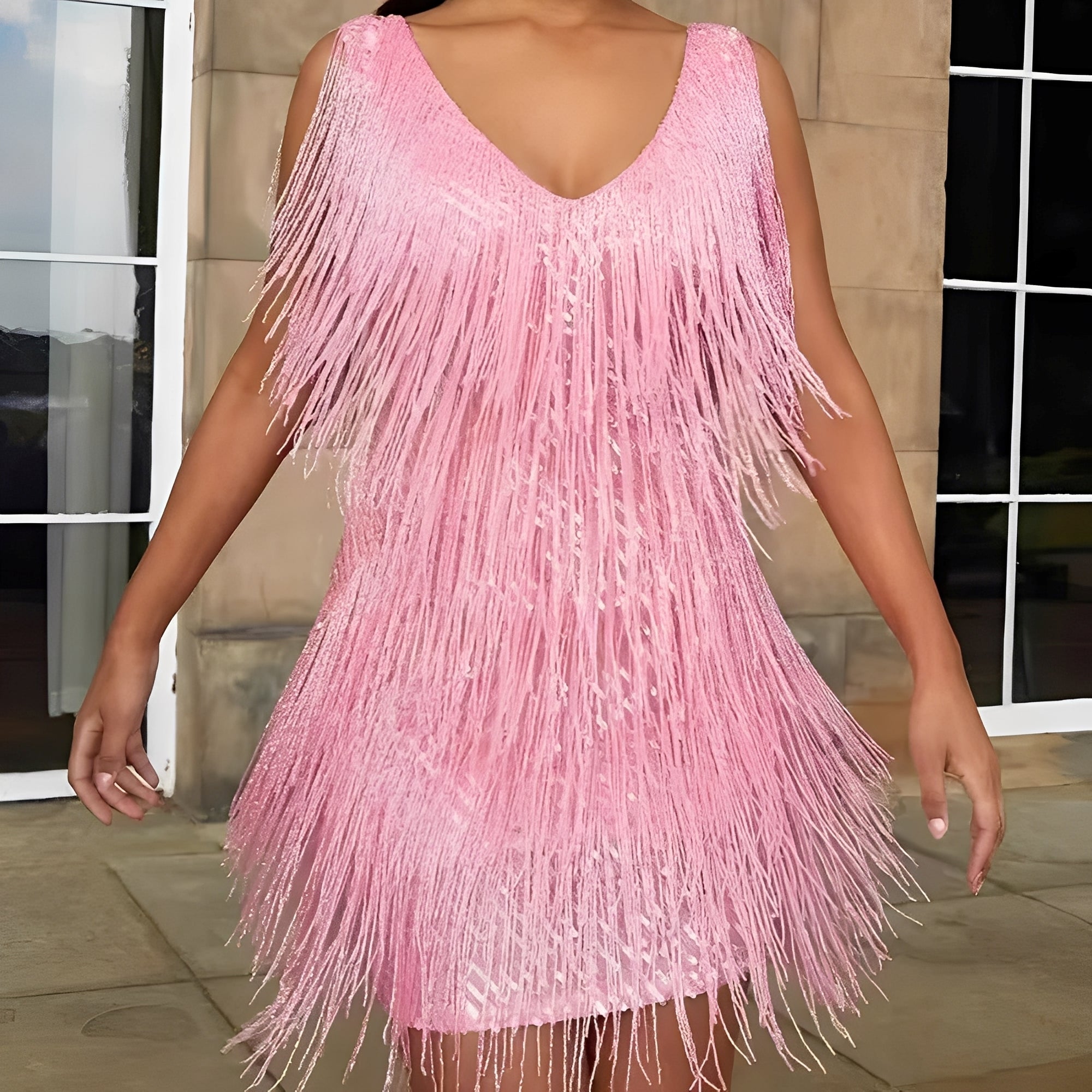 Mégane - Damenkleid mit Fransen für Cocktail-Abende