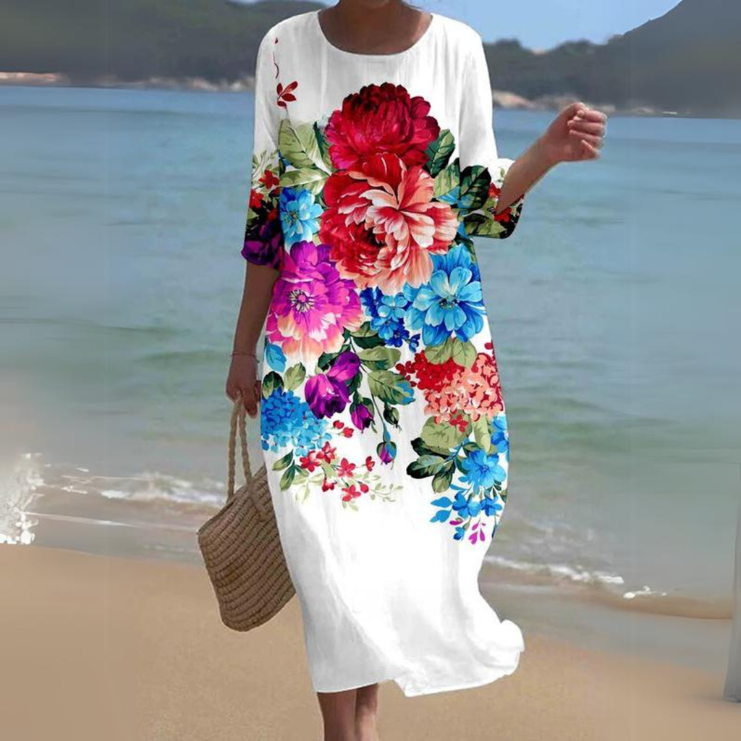 Alina – Fließendes Midi-Kleid