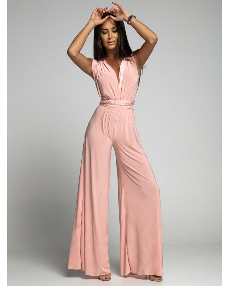FlairFashion - Ärmelloser Jumpsuit mit schmeichelhaftem V-Ausschnitt