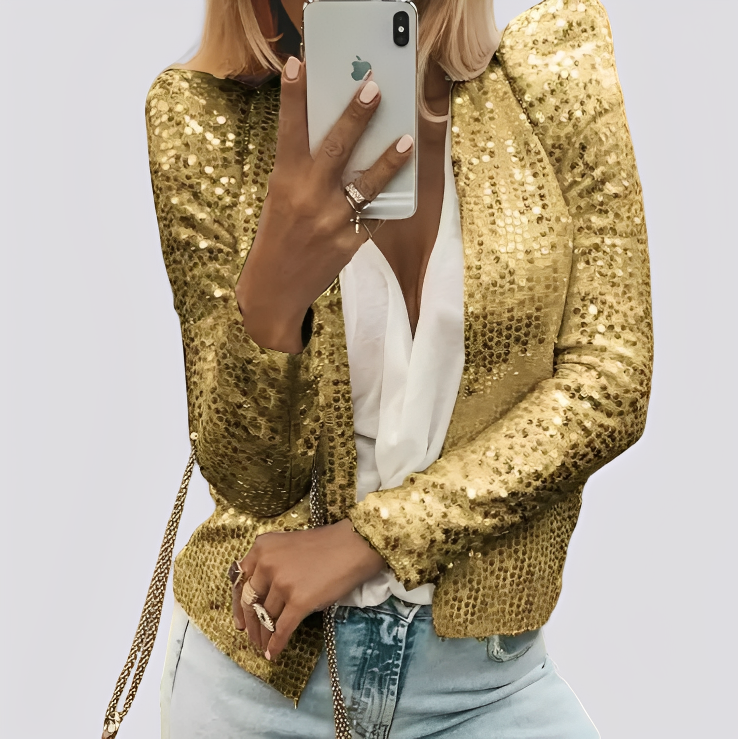 Isabelle - Eleganter kurzer Paillettenblazer für Damen