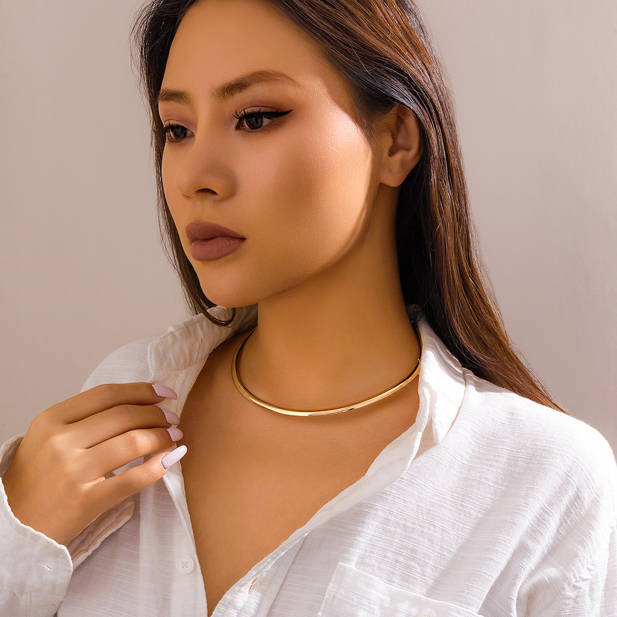 Halskette Schlüsselbein Ring - Delikater Choker mit Ring