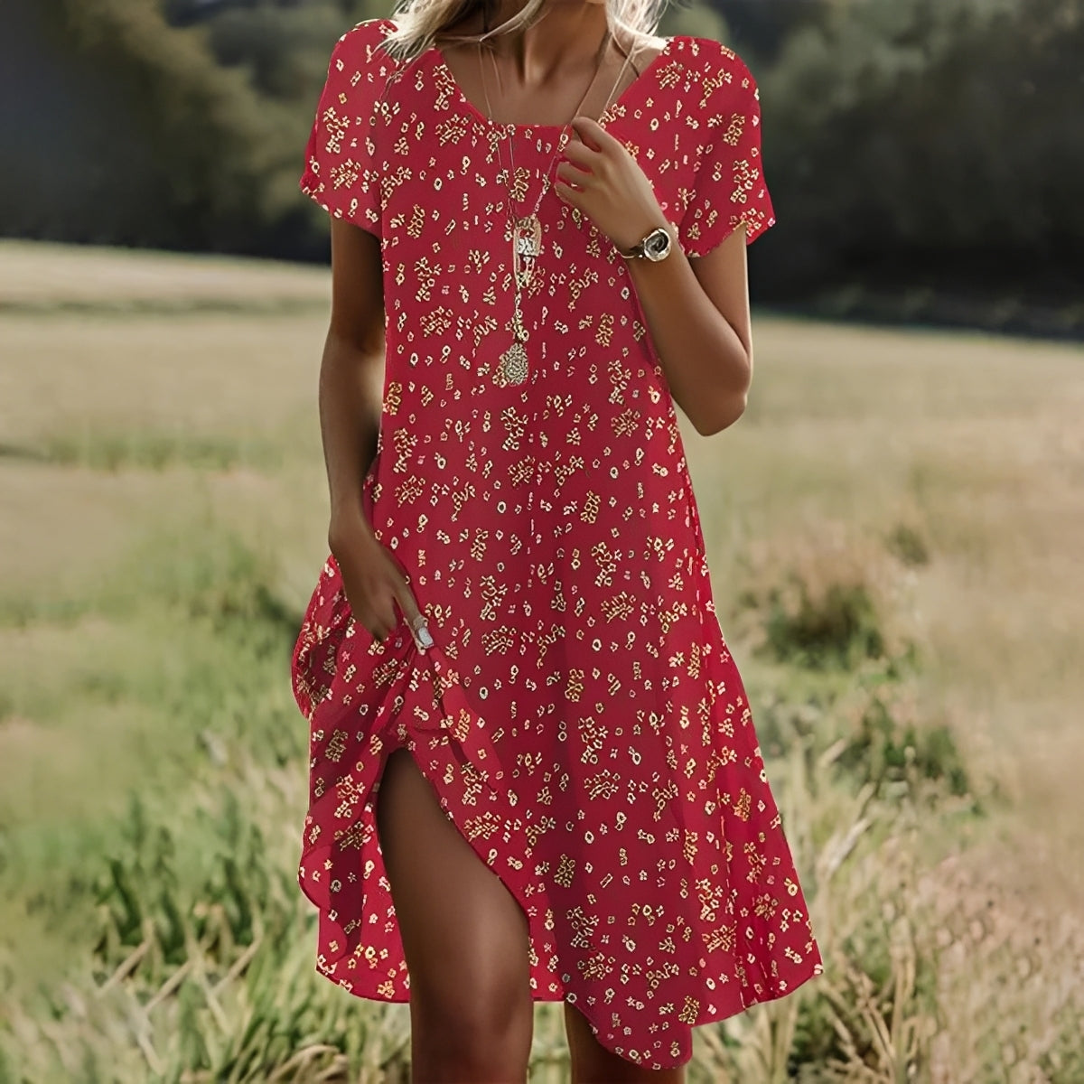 Eloise - Elegantes Damenkleid mit kurzen Ärmeln