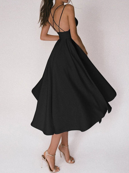 Gabriella - Satin-Kleid mit gekreuzten Trägern