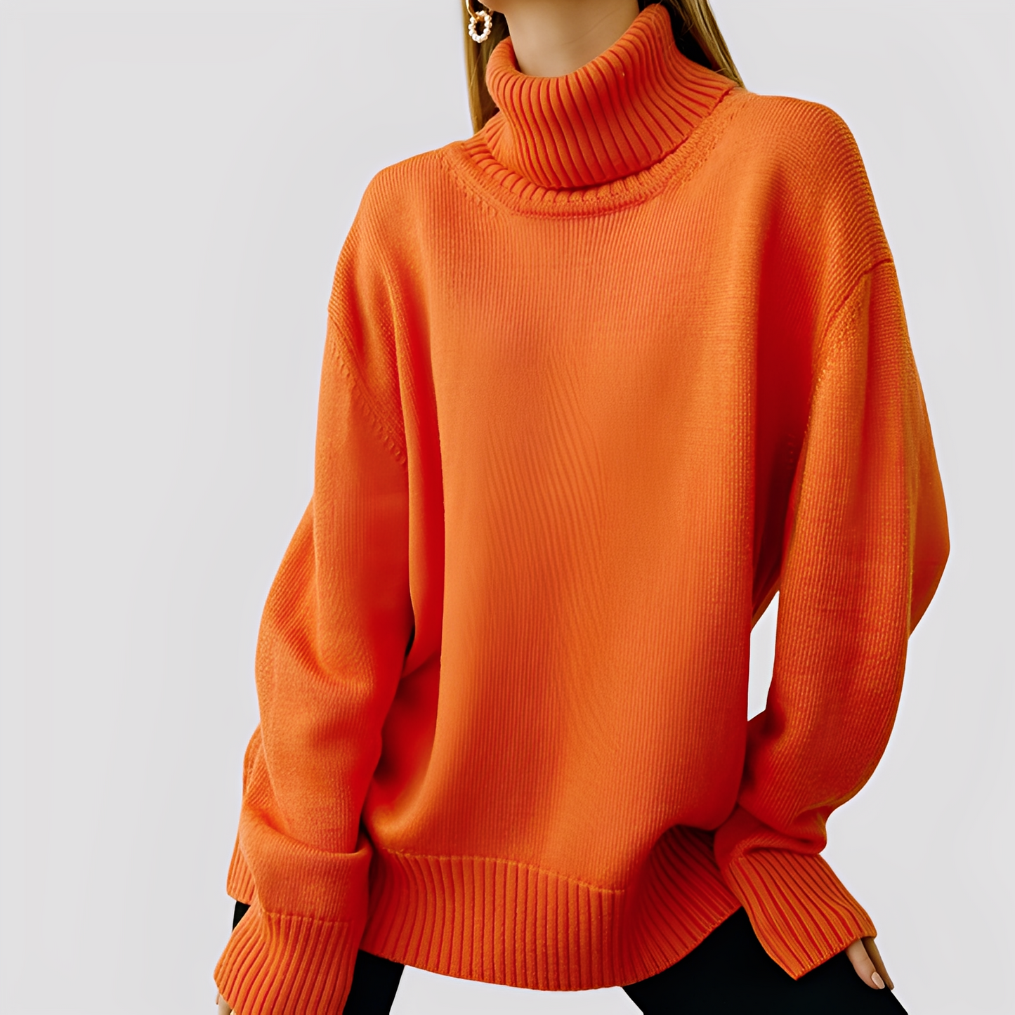 Nylah - Schlichter, übergroßer Damen-Rollkragenpullover