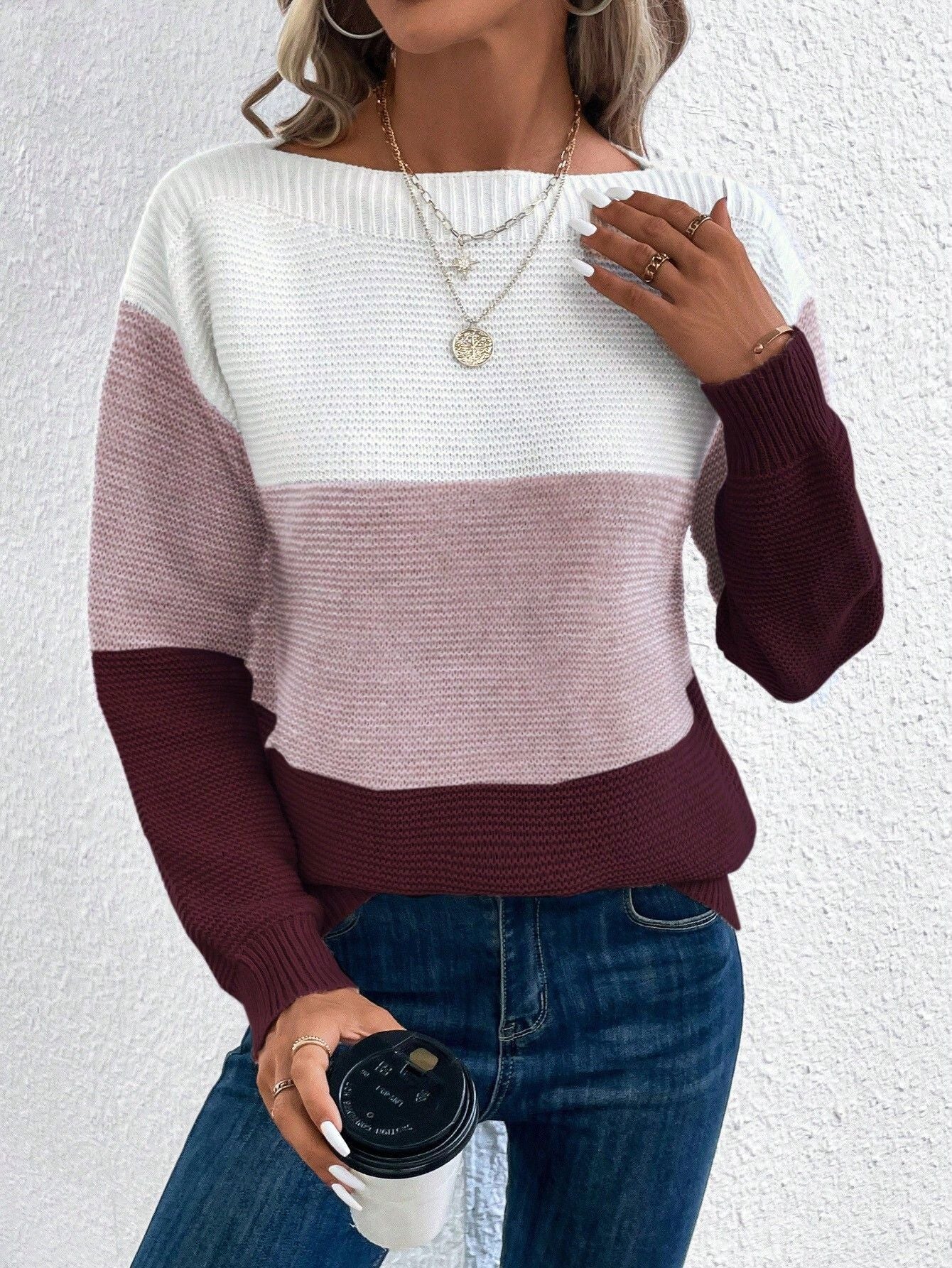 Muriel - Schicker Damenpullover mit dreifarbigen Streifen