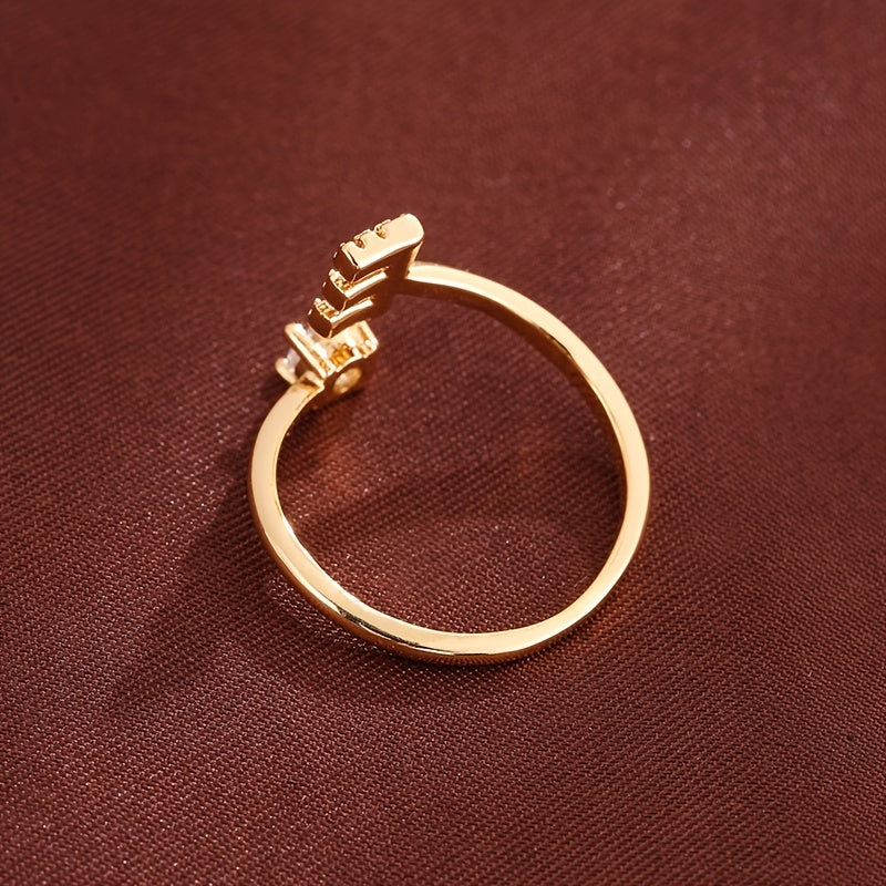 Nova – Offenes modernes Ring mit Initiale und Zirkonia