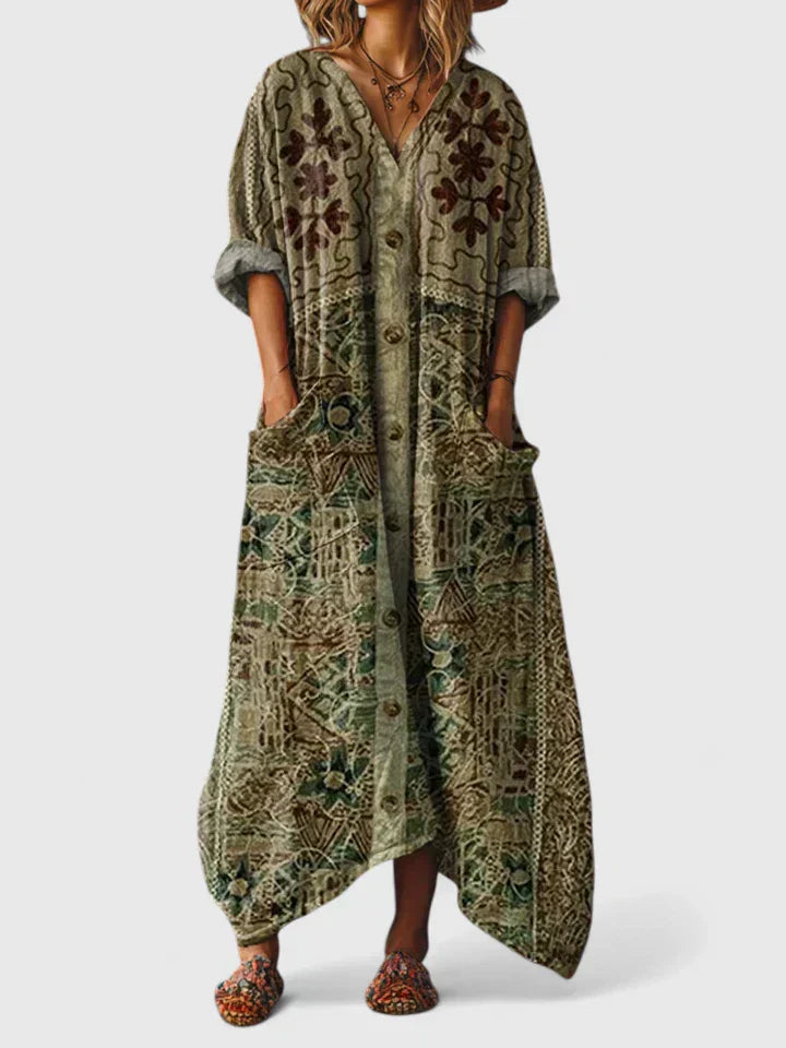 Althea – Boho-Kleid mit fließendem Schnitt und Stickerei