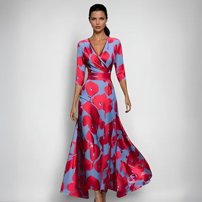 Delores - Maxilanges Blumenkleid mit langen Ärmeln