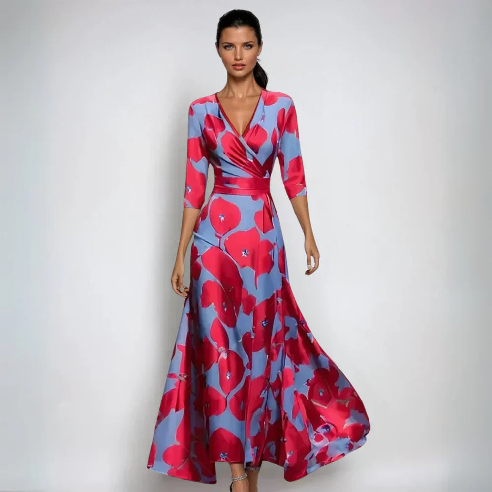 Emeline - Luxuriöses Wickelkleid mit Blumenmuster