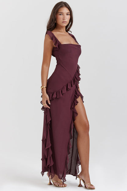 Noémie – Kleid mit Rüschen und Ausschnitt