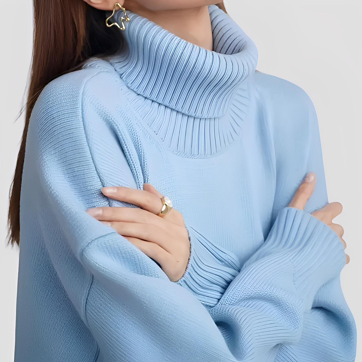 Nylah - Schlichter, übergroßer Damen-Rollkragenpullover