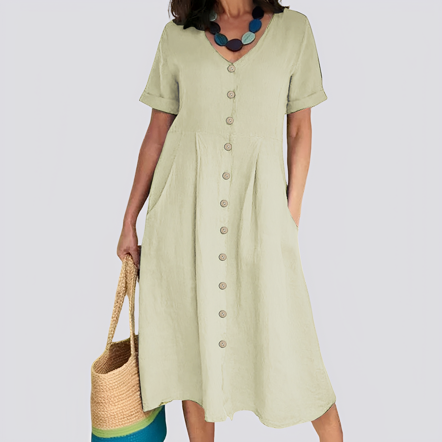 Sabrina - Damenkleid mit bequemer, lockerer Passform und hoher Taille