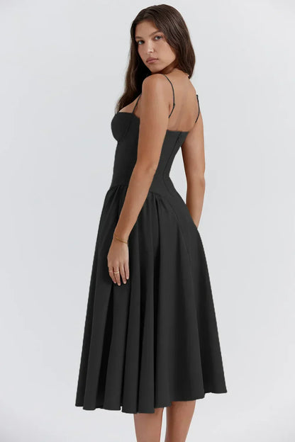 Cheri - Midikleid mit Trägern und offenem Rücken