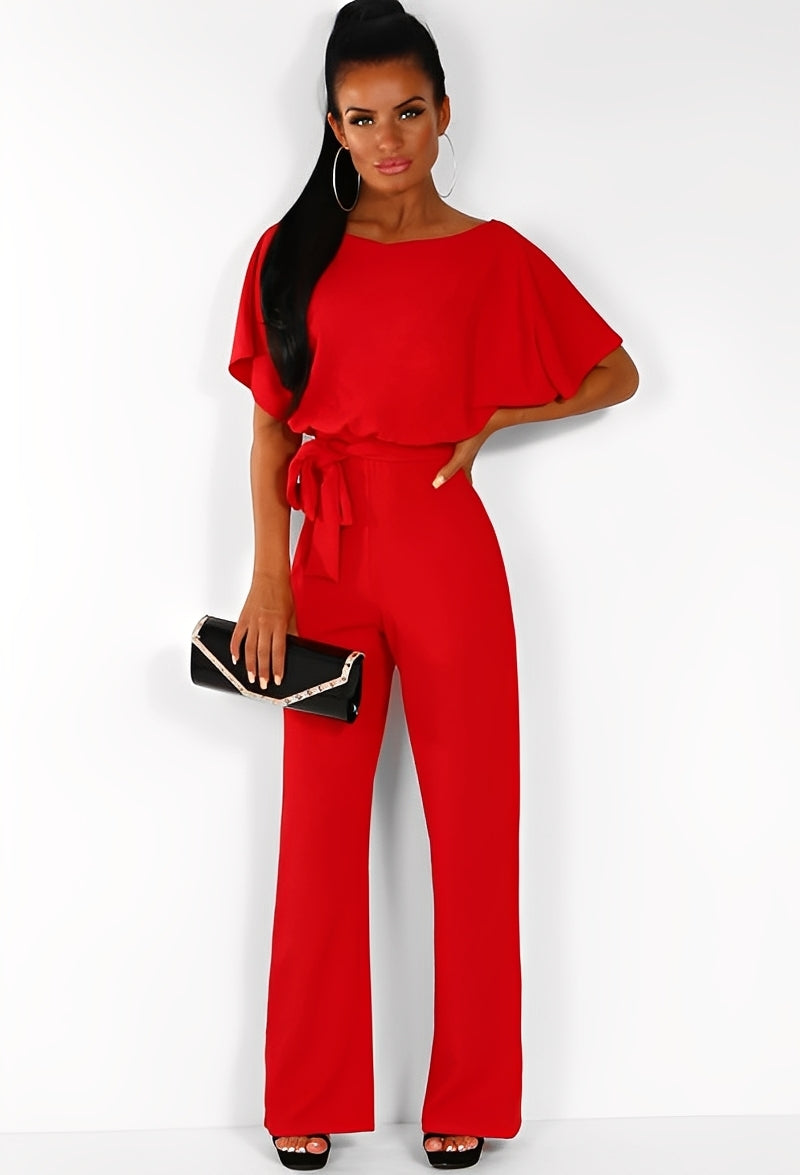 Hazel - Damen-Jumpsuit mit Bindegürtel, elegant