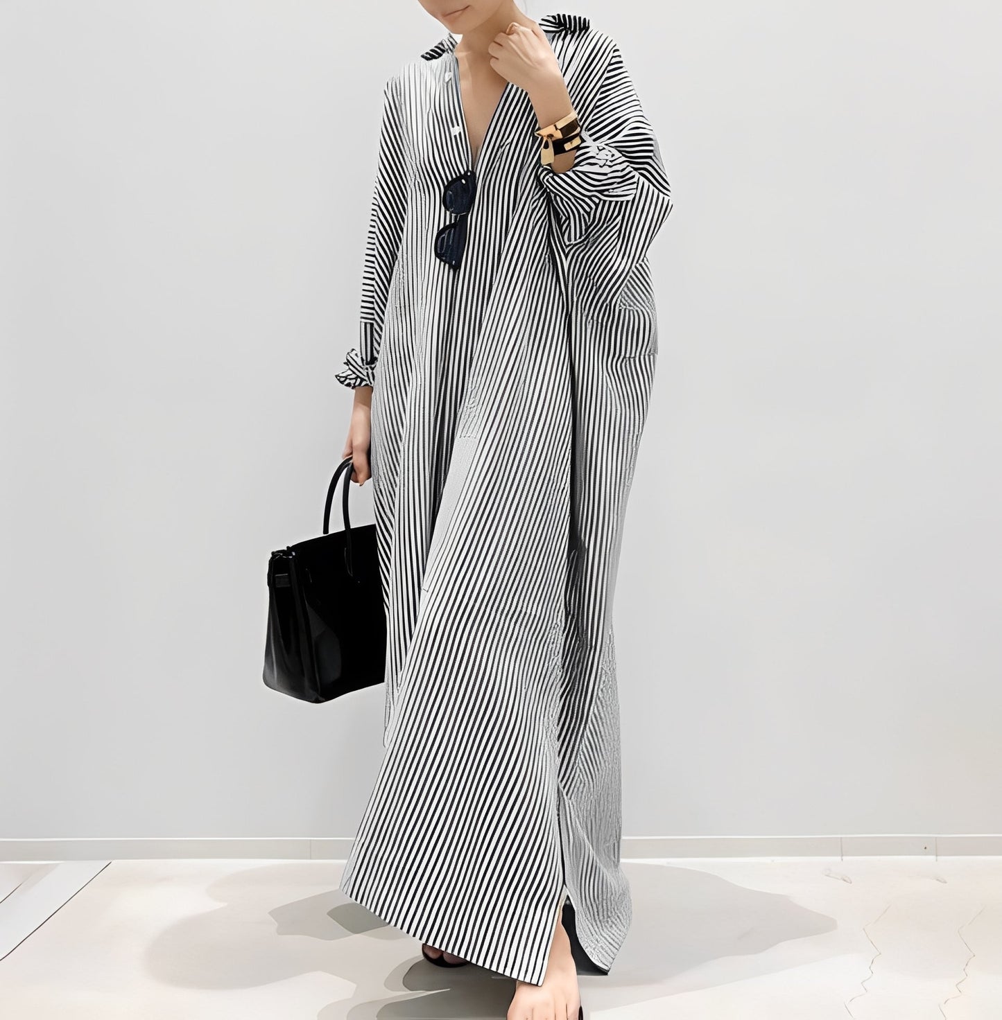 Jasmine - Elegantes gestreiftes Hemdblusenkleid für Frauen