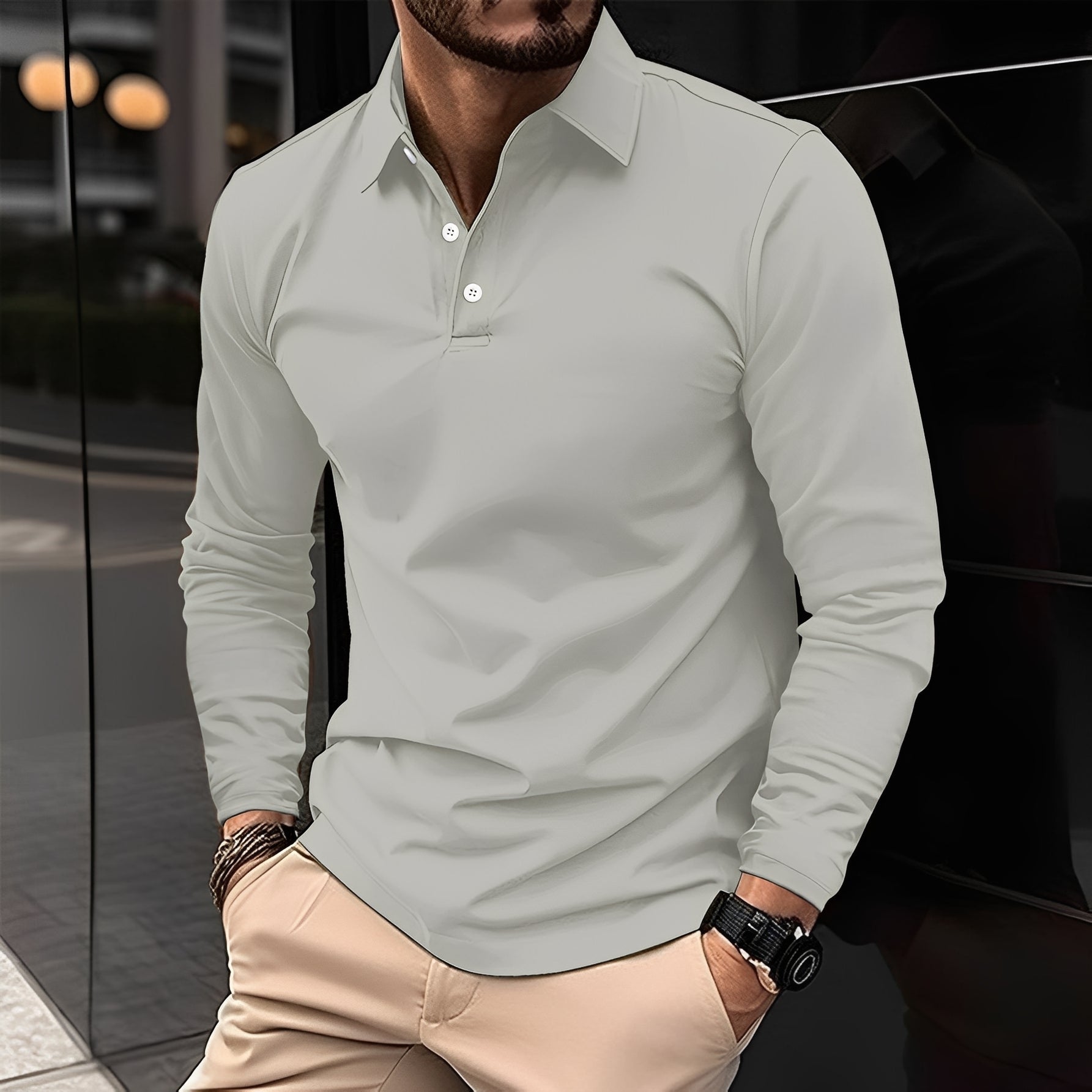 Deacon - Bequemes Langarm-Poloshirt