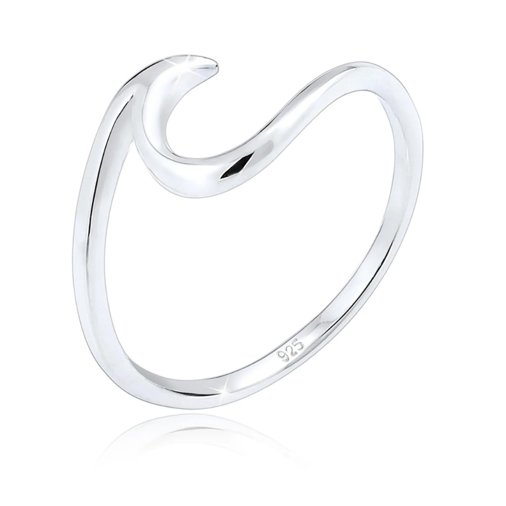 Minimalistischer Meereswellenring - Silberring in Wellenform