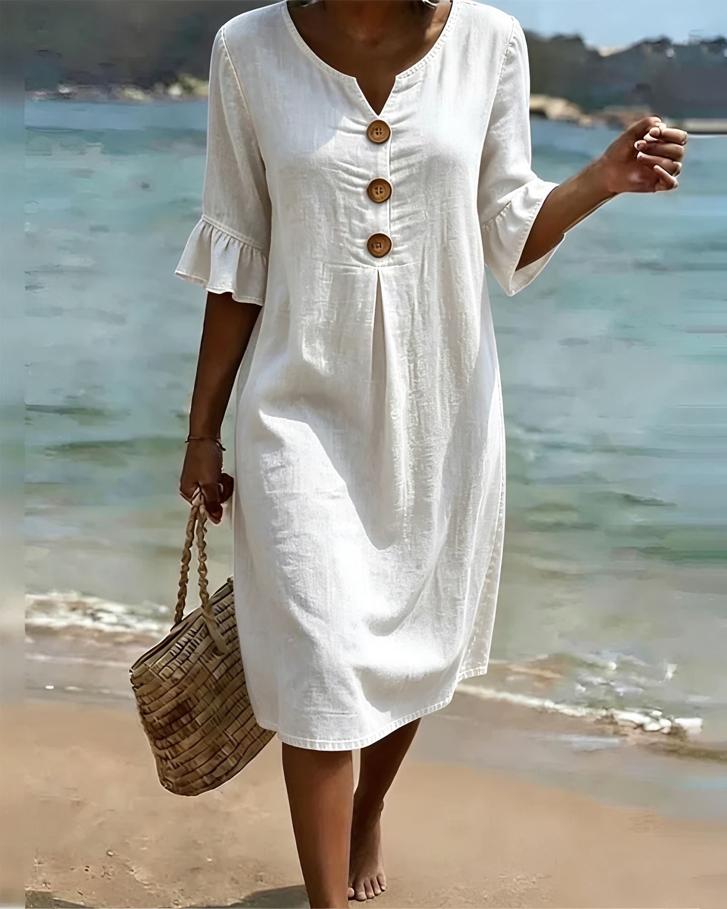 Zahara - Schickes Midikleid mit Knöpfen