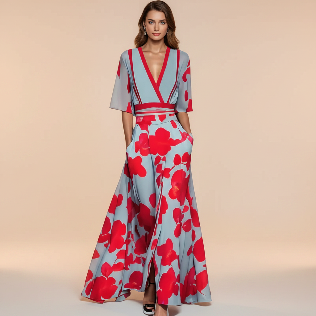 Gianna - Stilvolles V-Ausschnitt Maxikleid