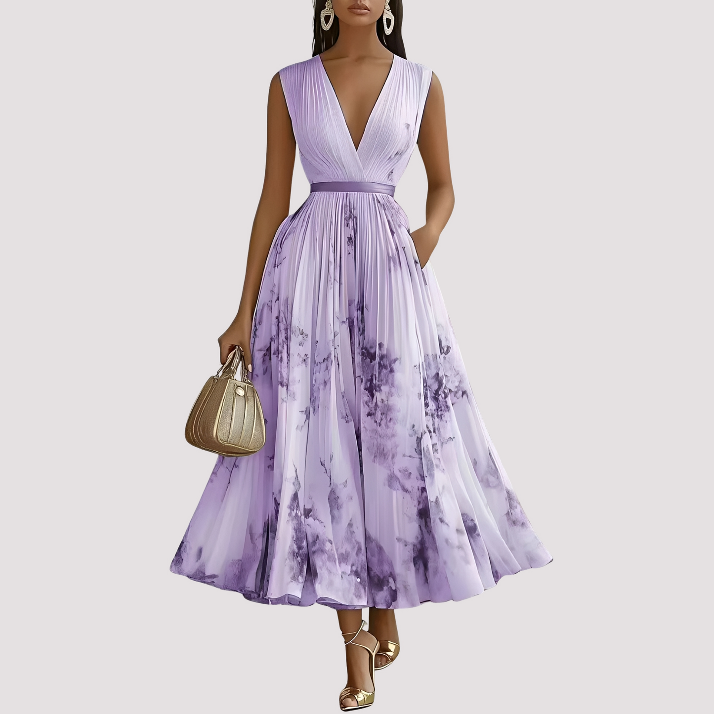 Leah - Midikleid mit Blumenmuster und langen Ärmeln