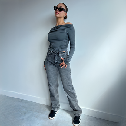 Crizelle - Moderne zerrissene Damenjeans mit geradem Schnitt