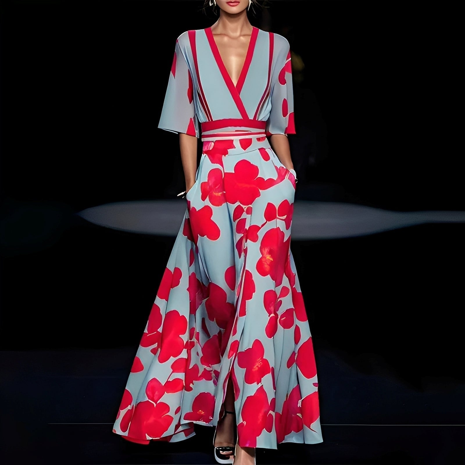 Debora - Damenmaxikleid mit Blumendesign