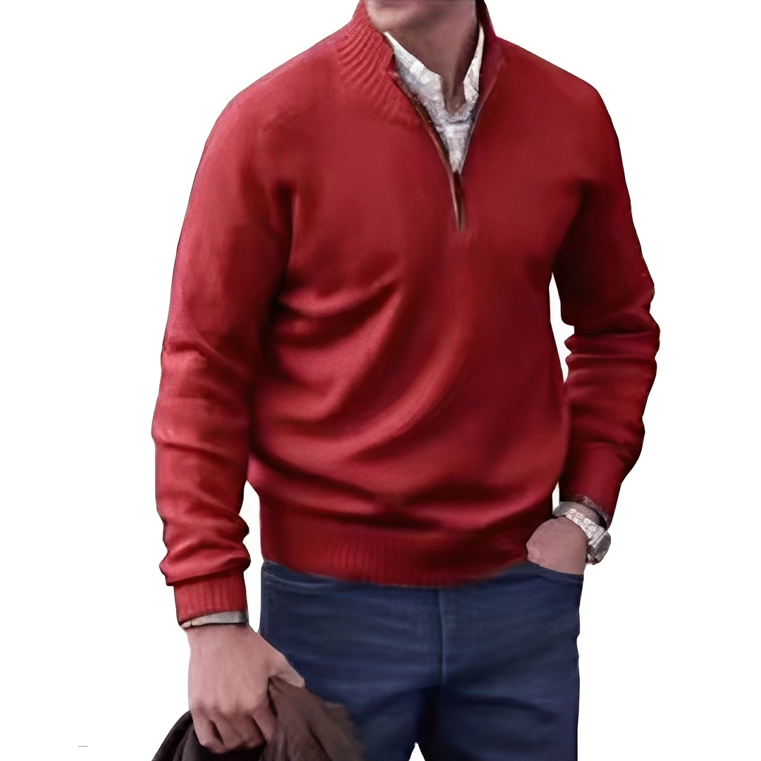 Matéo - Herren-Strickpullover mit halbem Reißverschluss