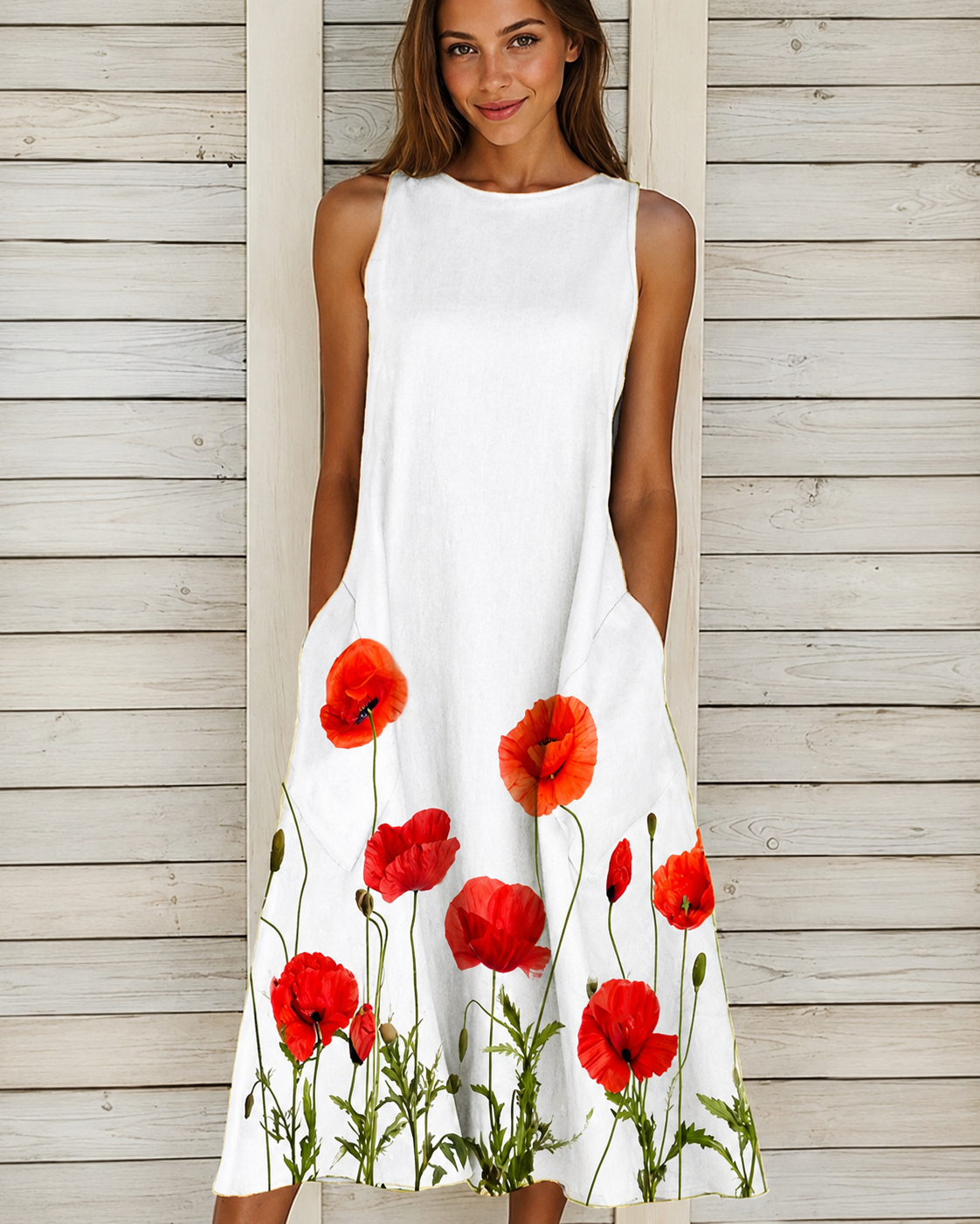 Denique - Vintage Fließendes Midikleid