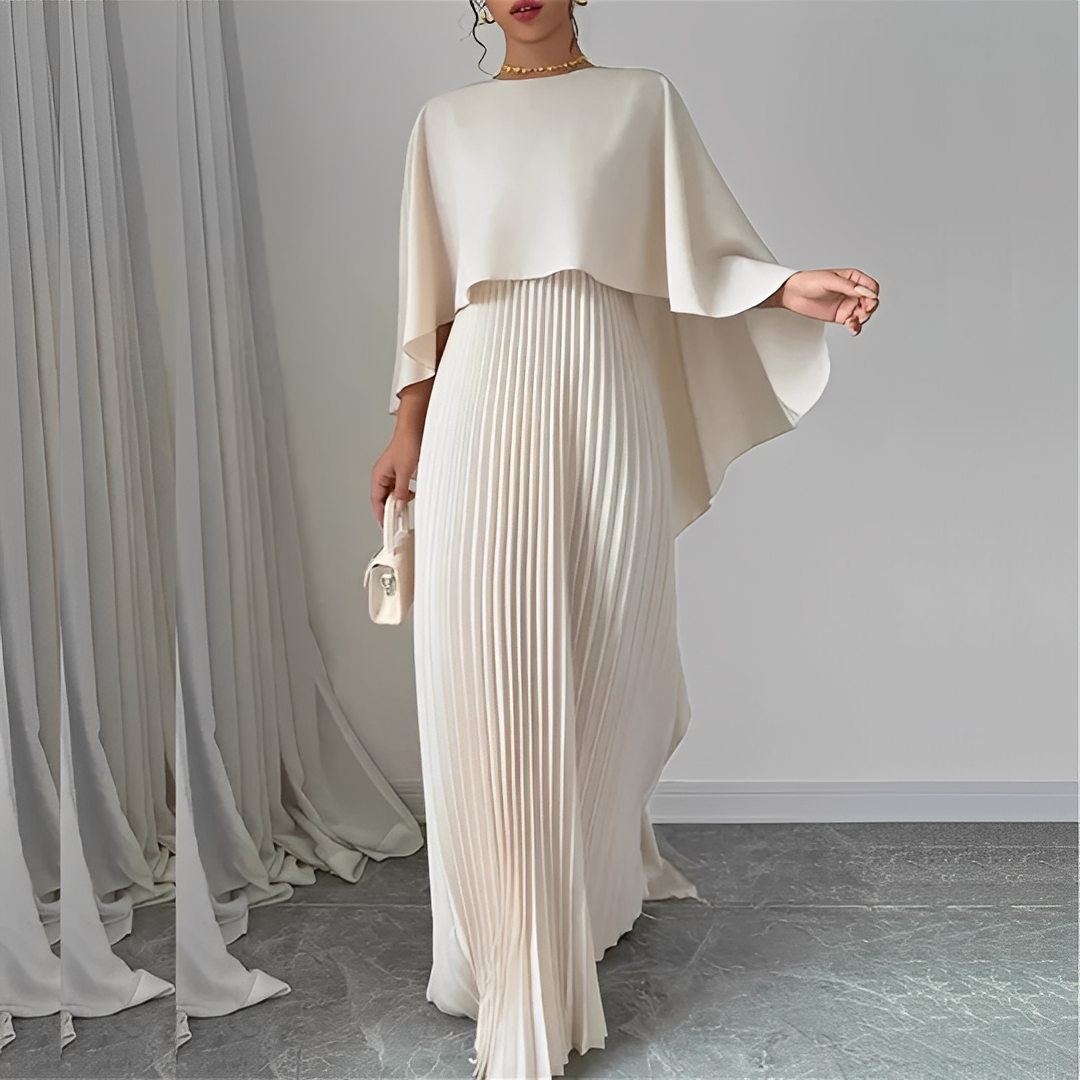 Marilou - Stilvolles Damenkleid mit plissiertem Cape