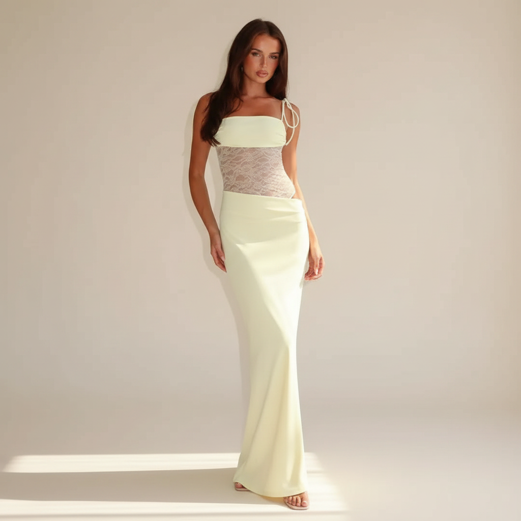 Darlaine - Elegantes Maxikleid mit Spitzenriemen