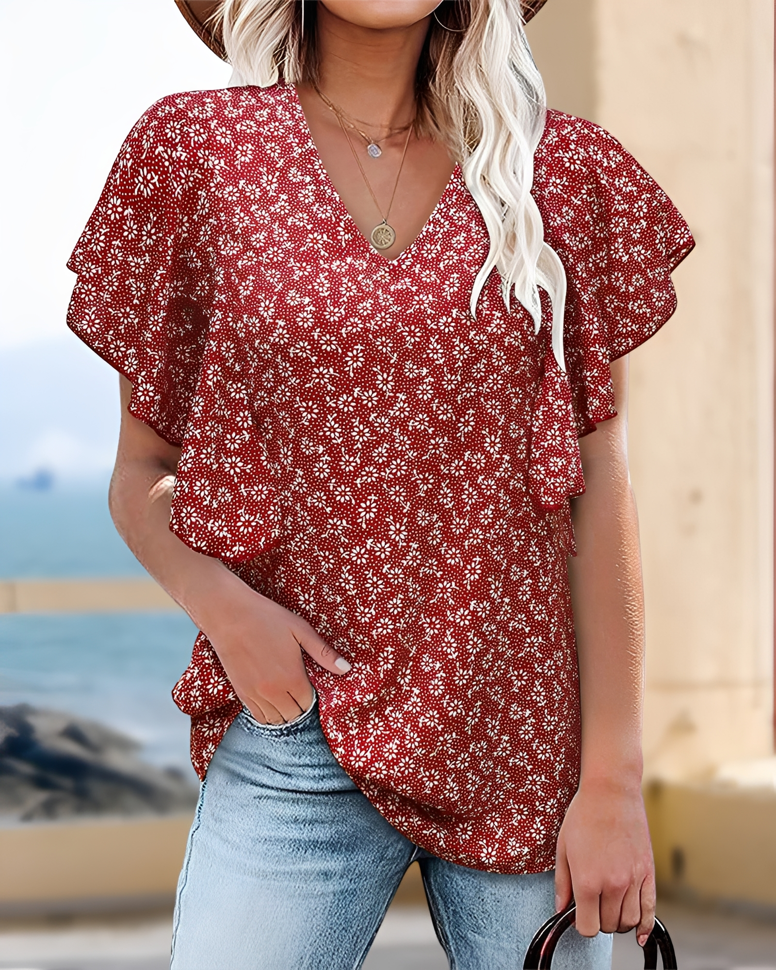 Eleri - Elegante Bluse mit V-Ausschnitt