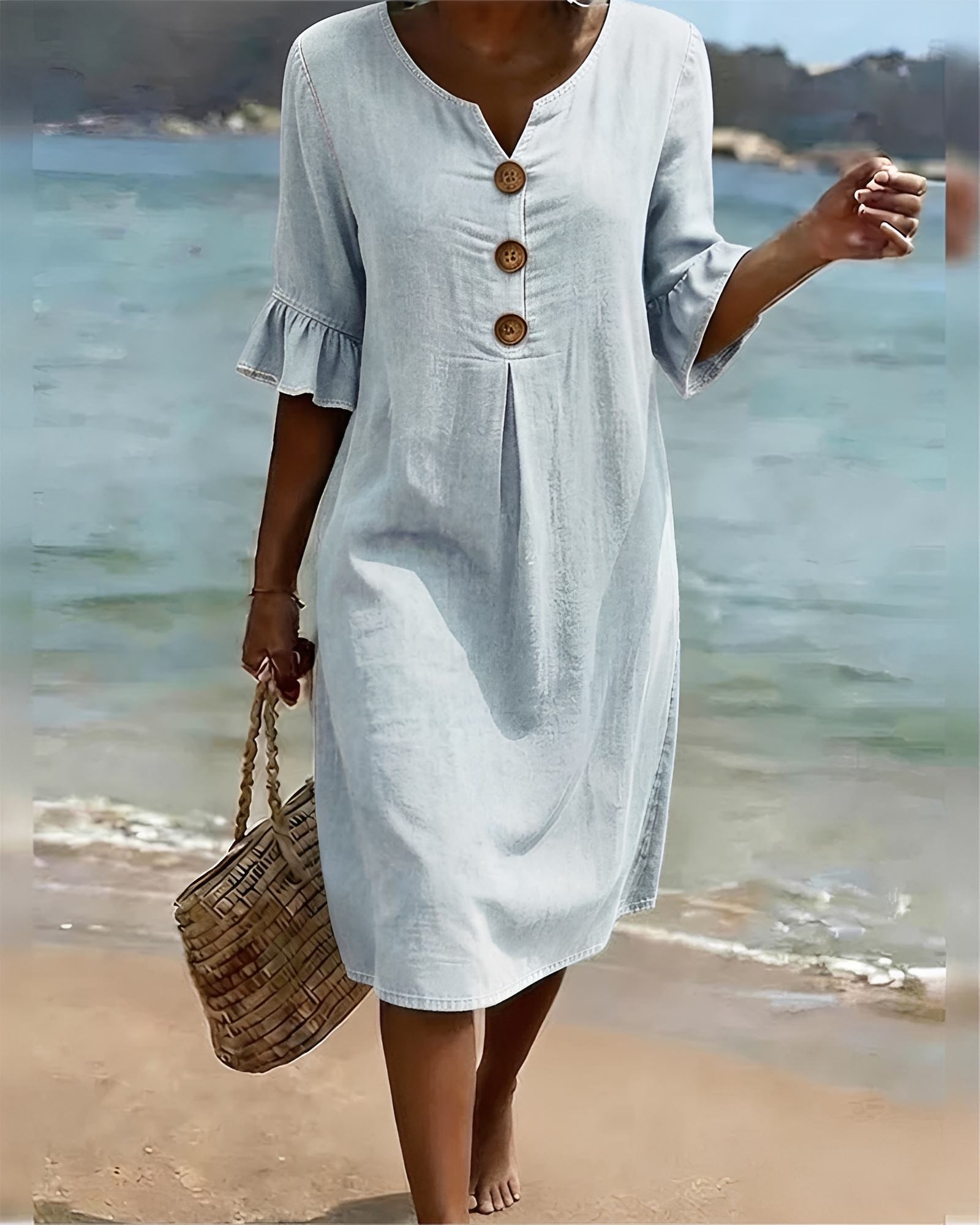 Zahara - Schickes Midikleid mit Knöpfen