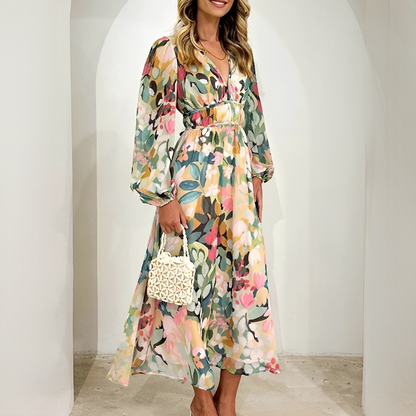 Kiara - Elegantes und Fließendes Langarmkleid