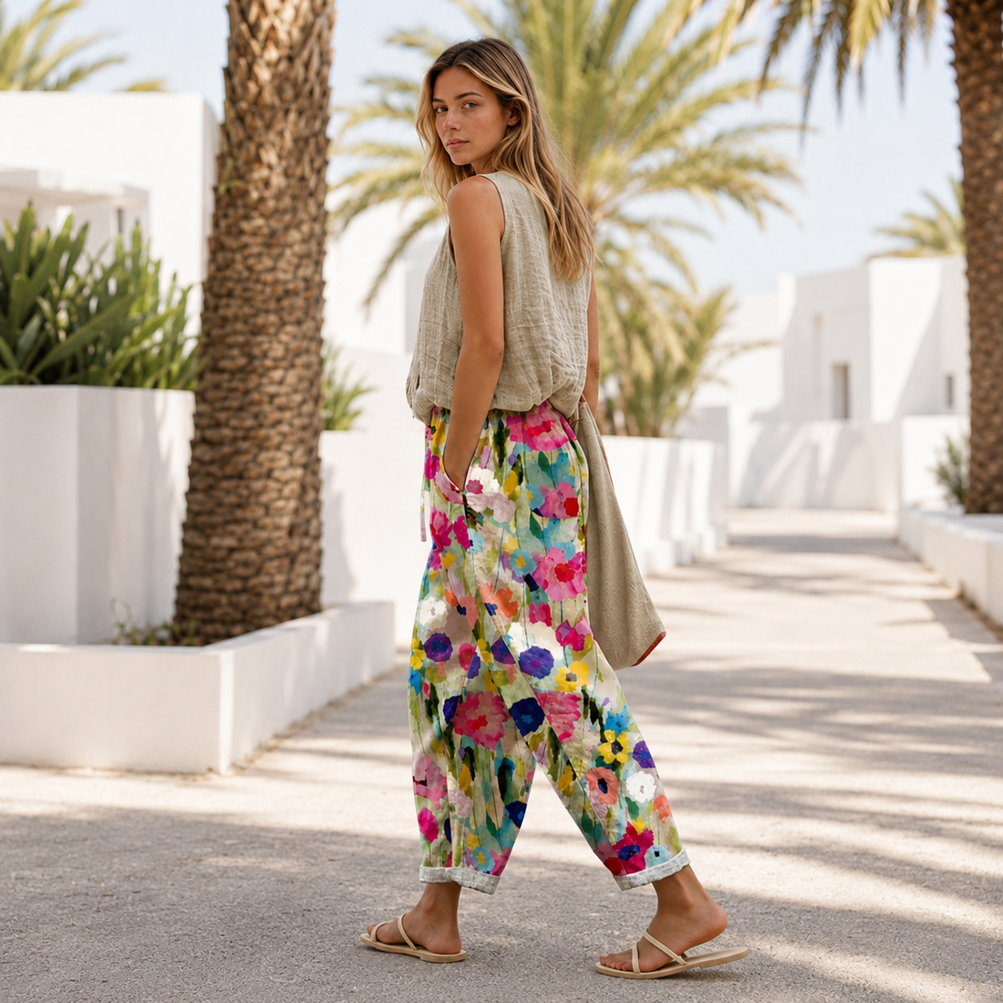 Kheyri - Luftige Hosen mit Blumenmotiv