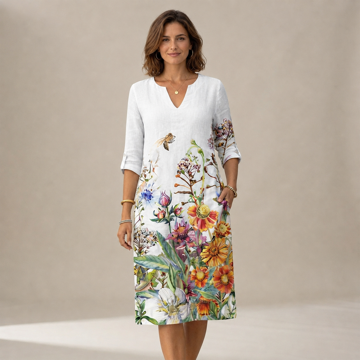Ninna - Schickes und anschmiegsames Kleid mit V-Ausschnitt