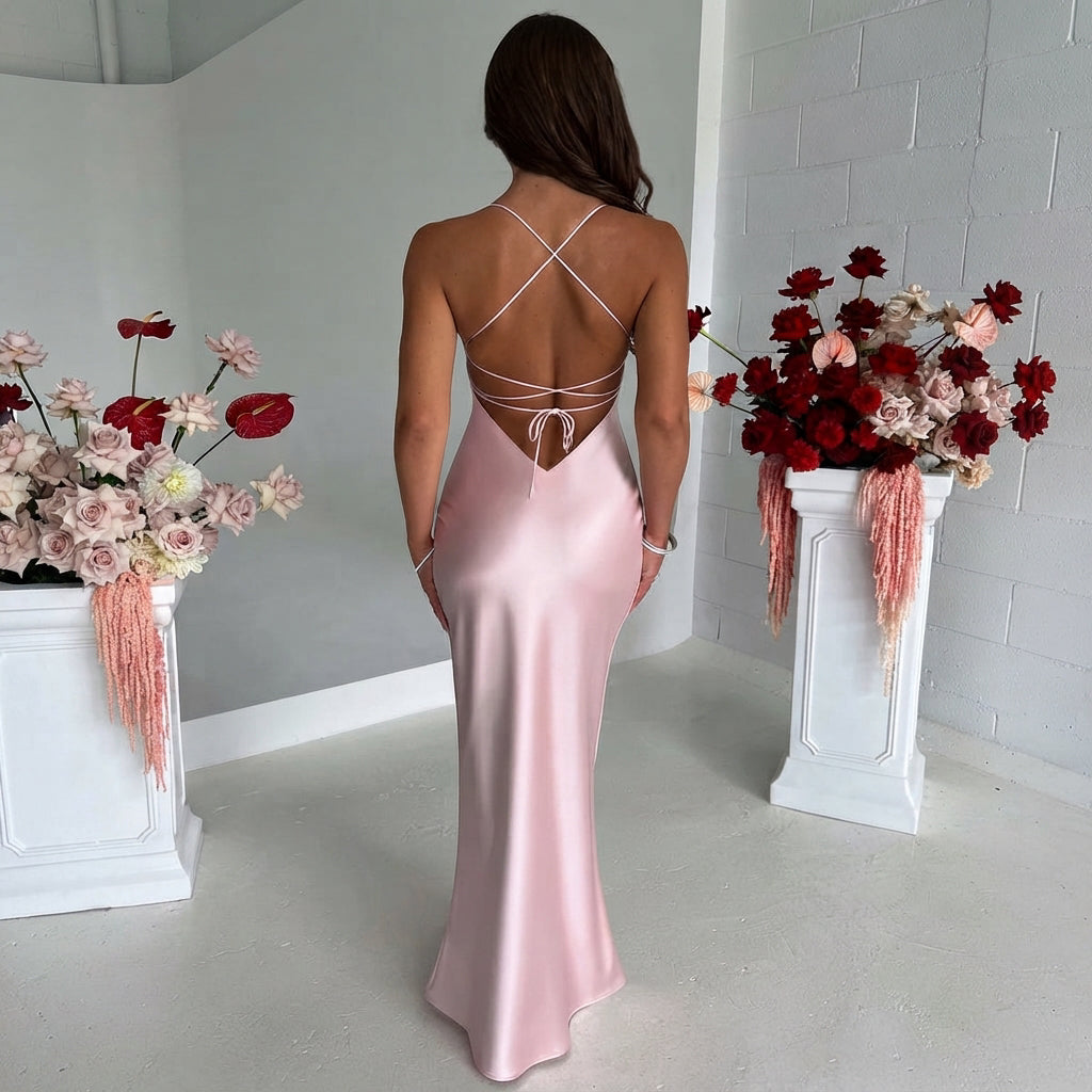 Melika - Schimmerndes, körpernahes Maxikleid