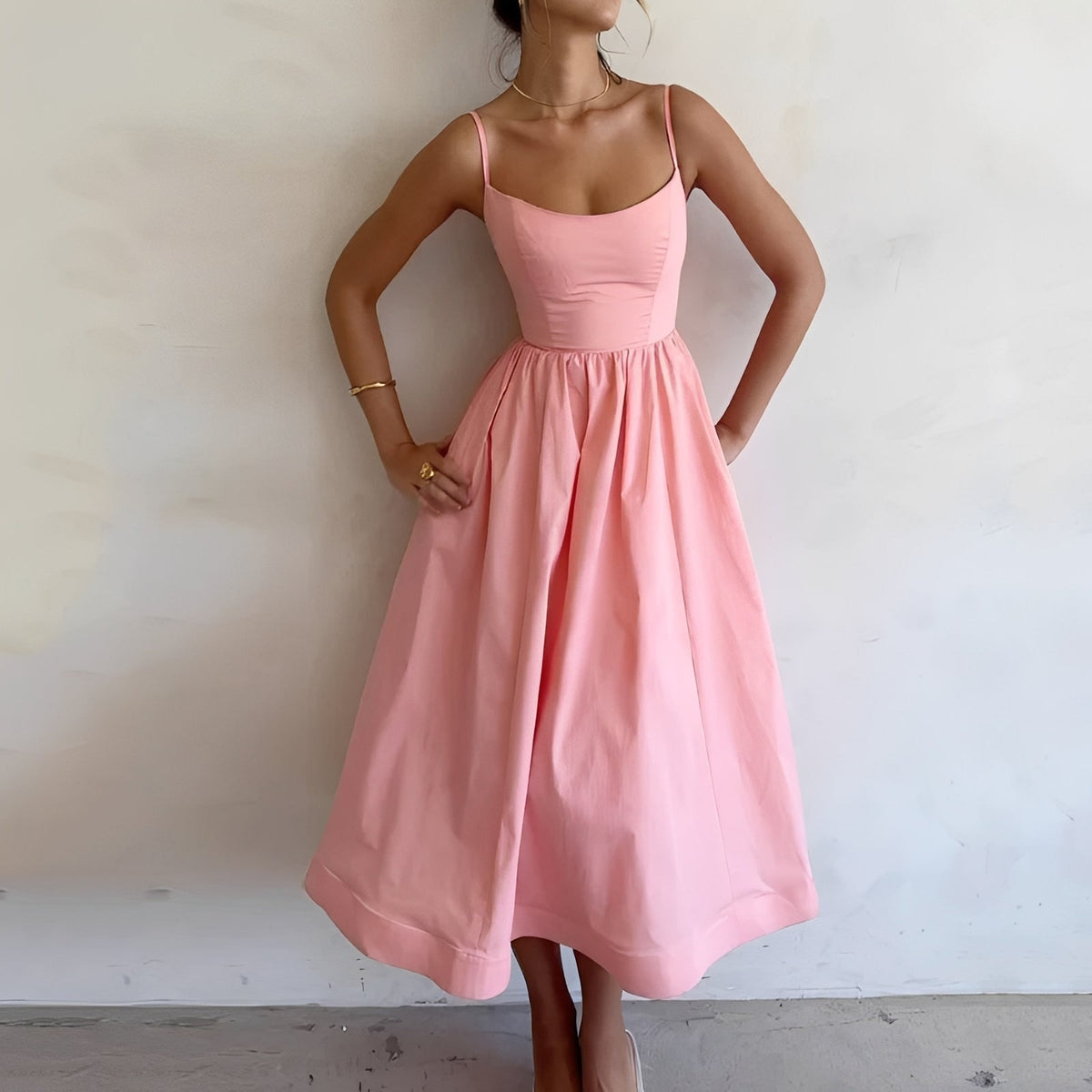 Maddie - Bequemes Damen-Midi-Kleid mit Trägern